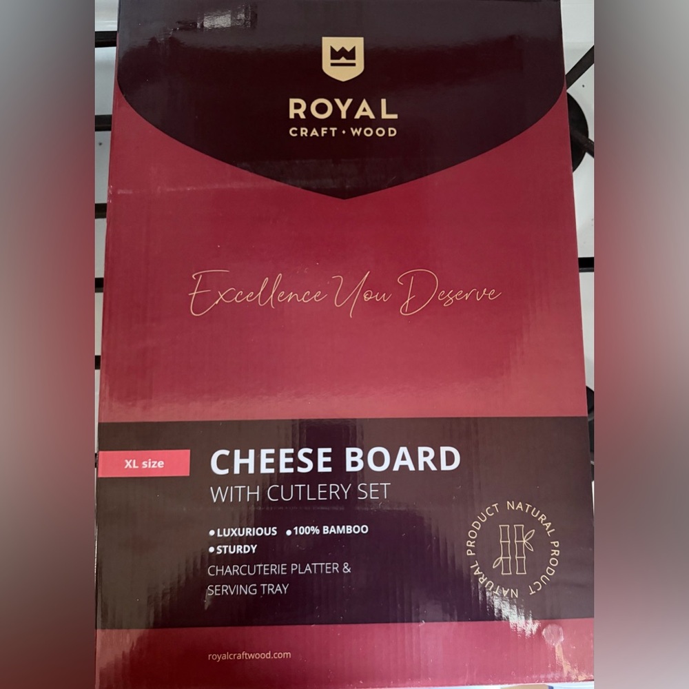 Royal Craft Wood Cheese Board with Cutlery Set